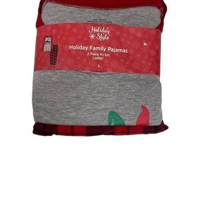 HOLIDAY‎ STYLE Women’s Plaid Christmas Pajamas Size Large Gray Red Green